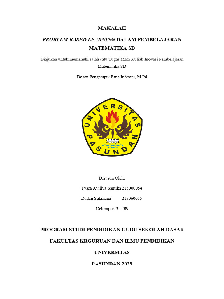 Problem Based Learning Matematika SD | PDF | Karier & Perkembangan