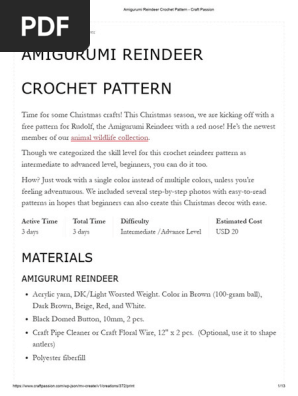 Amigurumi Reindeer Crochet Pattern - Craft Passion