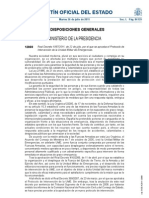 Real Decreto 1097/2011, de 22 de julio, por el que se aprrueba el Protocolo de Intervención de la Unidad Militar de Emergencia