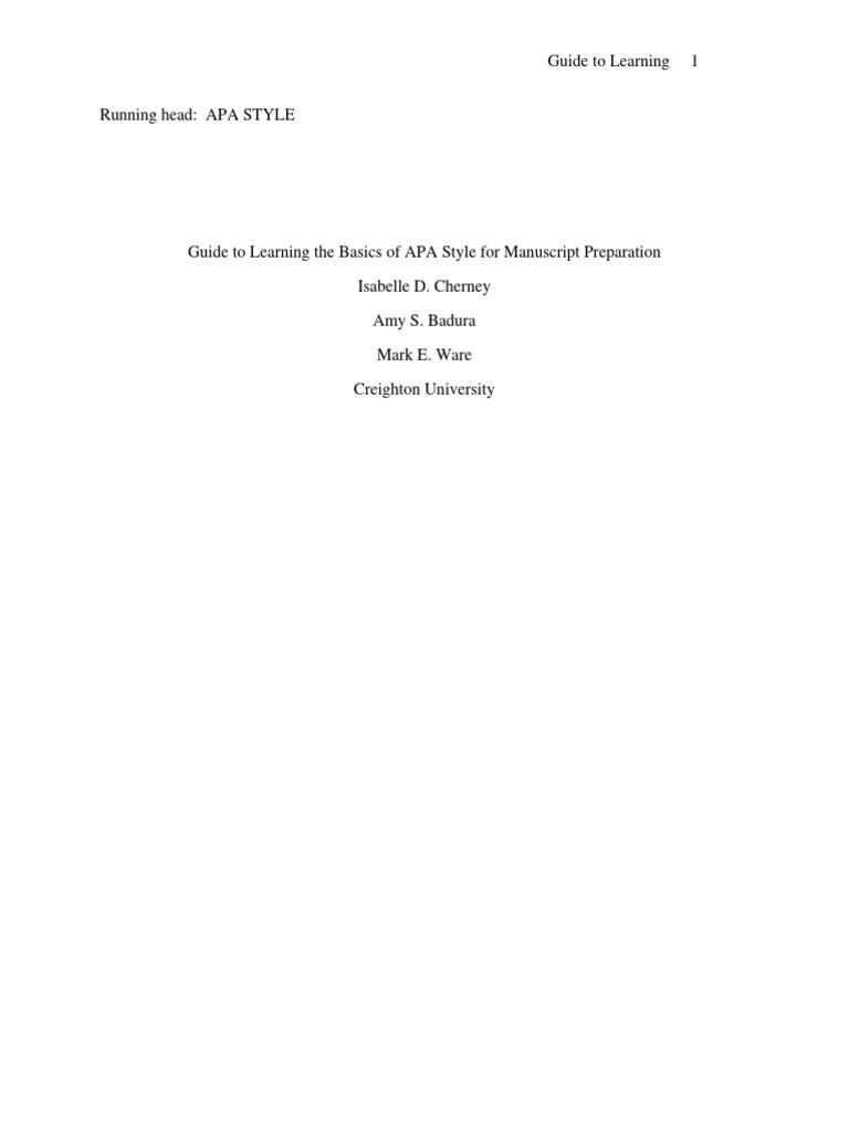 Apa style guide to learning the basics of apa style for manuscript