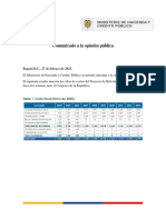 Comunicado de Prensa Ministerio de Hacienda Financiación Proyecto Reforma A La Salud