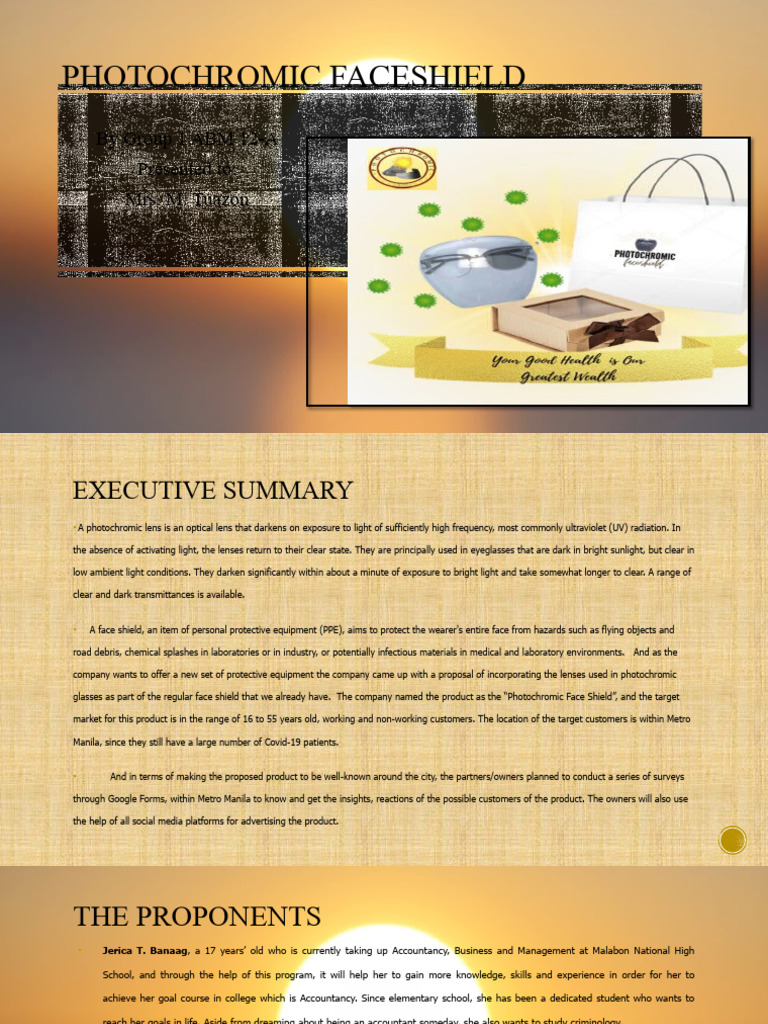 Photochromic Faceshield Group1 | PDF | Glasses | Business
