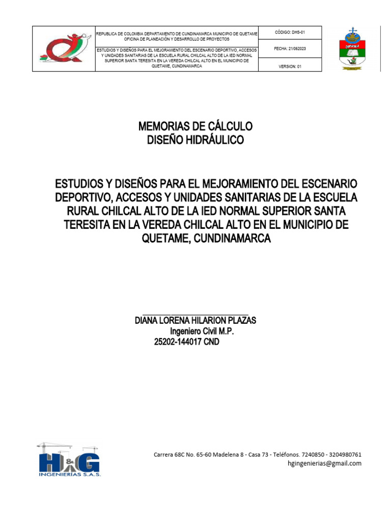 Diseño Hidrosanitario Chilcal Alto | PDF | Agua potable | Saneamiento