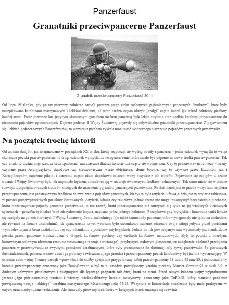 Panzerfaust - Opisy Broni | PDF