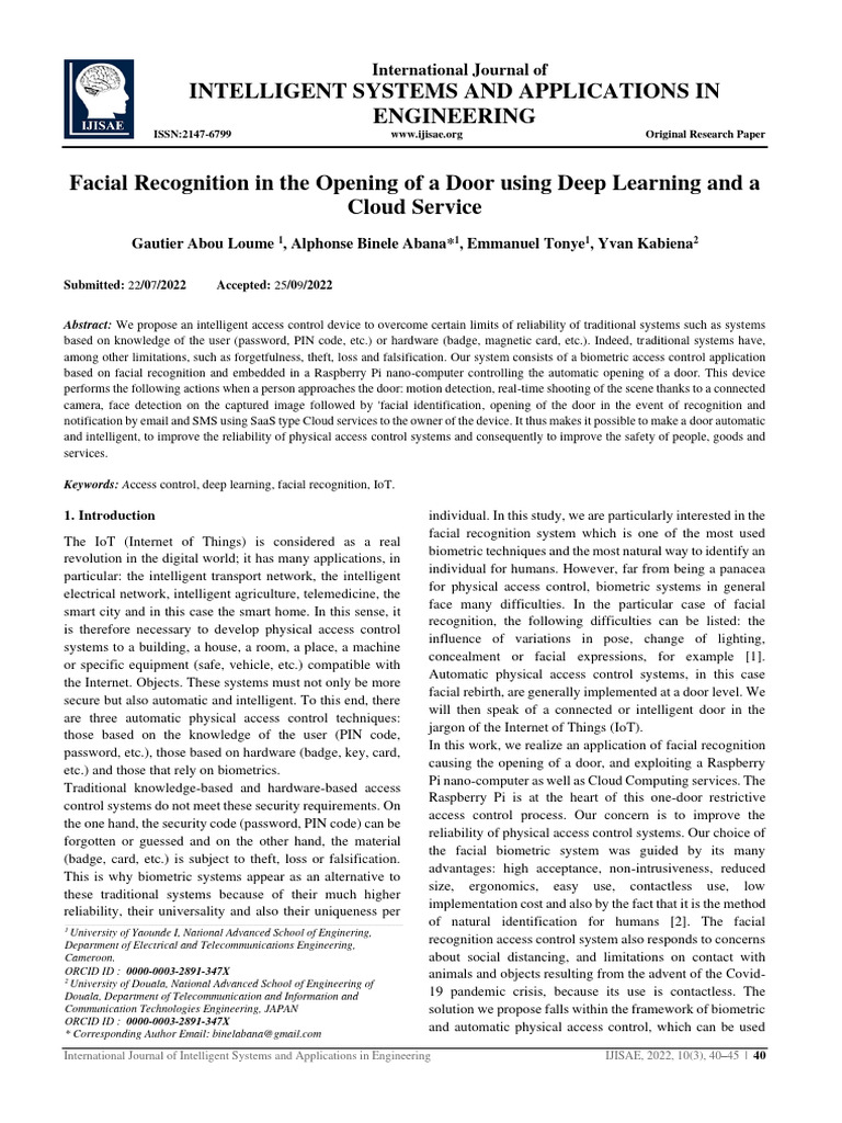 Facial Recognition Door Access System | PDF
