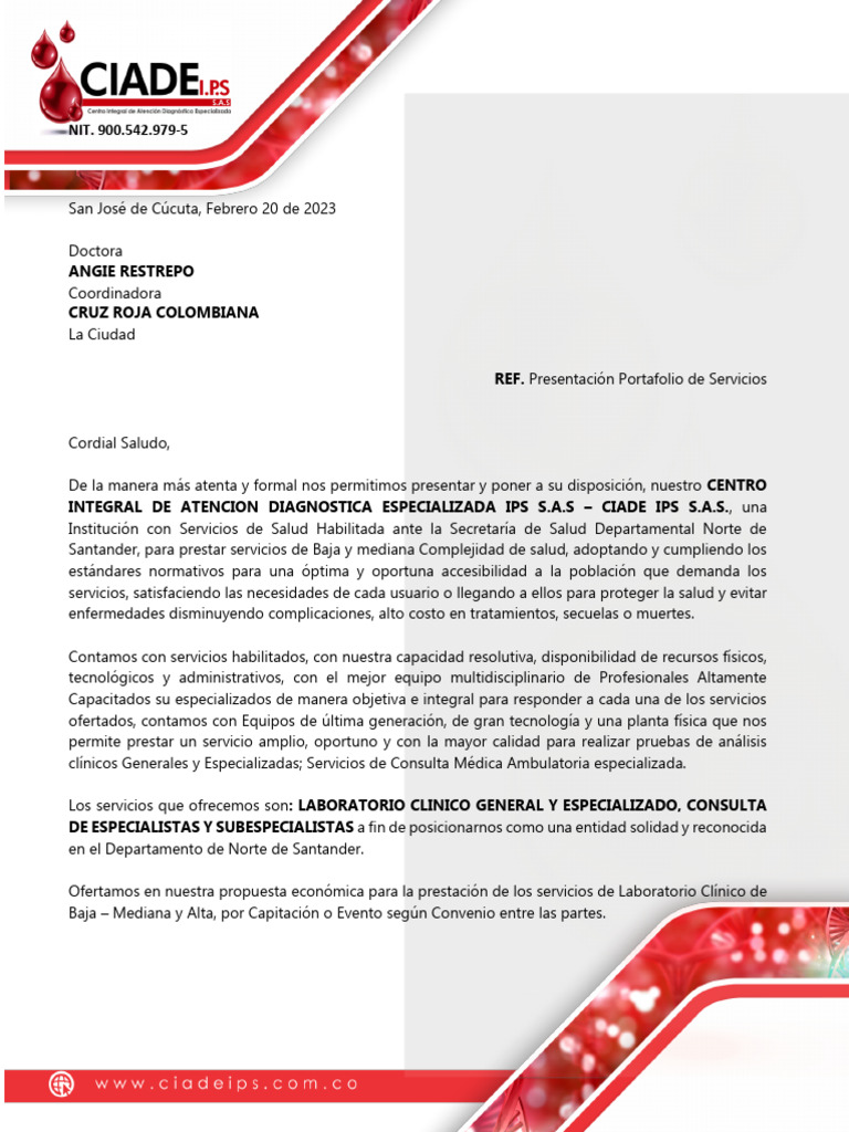 Portafolio de Servicios CIADE IPS S.A.S. | PDF | Hospital | Medicina