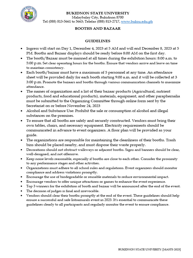 Booth Guidelines Pdf