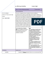 Lesson Plan: 2.3 Factors Affecting Solubility Grade: Eight: Unit: Science 8