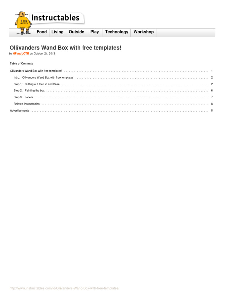 Ollivanders Wand Box With Free Templates | PDF