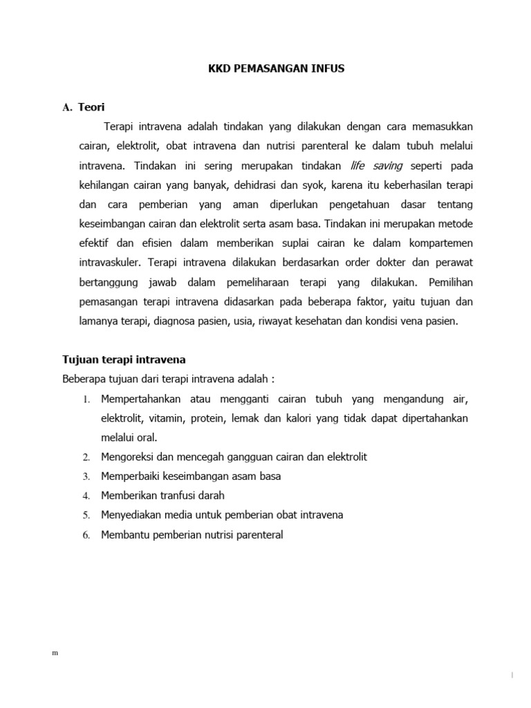 Prosedur dan Komplikasi Pemasangan Infus | PDF