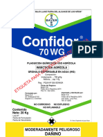 Etiq. Confidor 70 WG - 20 KG, Bayer Colombia