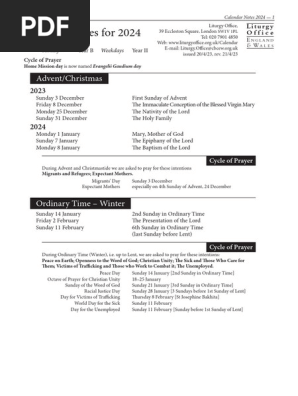 Liturgical Calendar 2023-24
