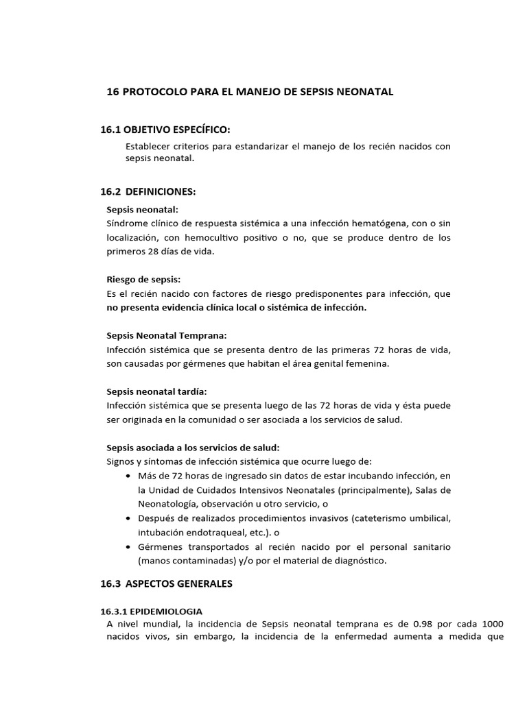Protocolo de Manejo de Sepsis Neonatal | PDF | Septicemia | Infantes
