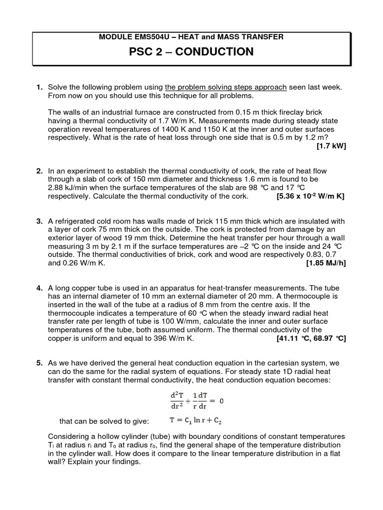 PSC 2 - Conduction | PDF | Heat Transfer | Thermal Conduction
