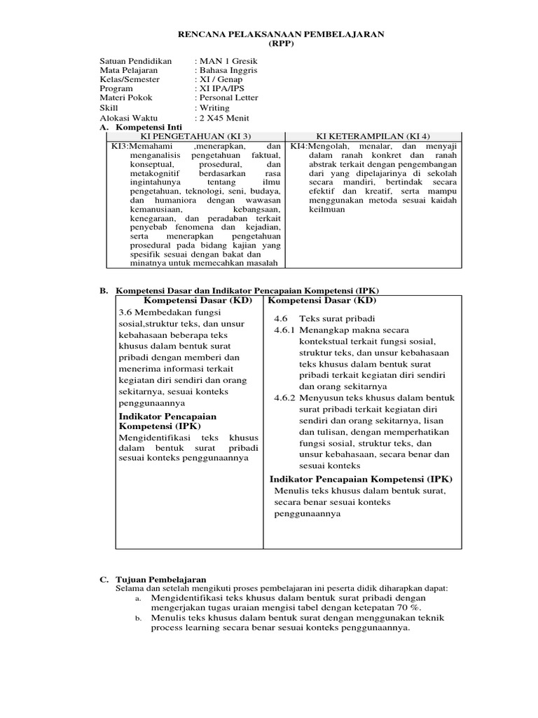 RPP Personal Letter | PDF