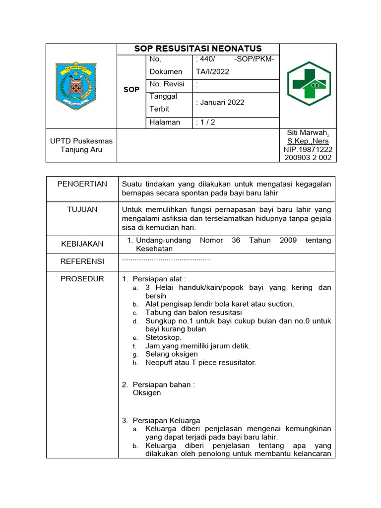 Persiapan Resusitasi Neonatus | PDF