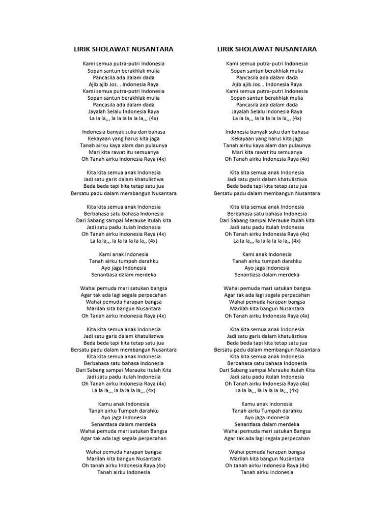 Lirik sholawat nusantara pdf