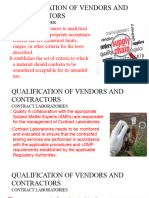 Qualification of Vendors and Contractors