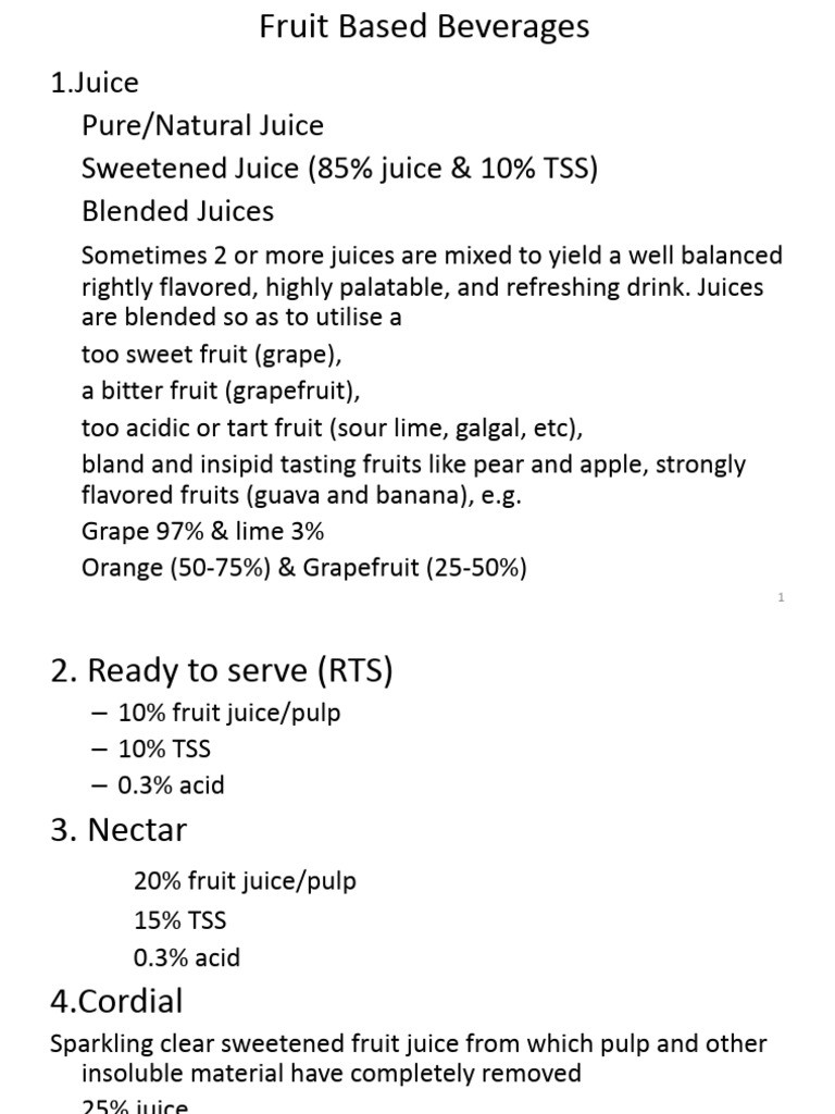 Fruit based beverages PDF Juice Diet & Nutrition