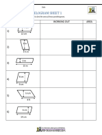 Area of Parallelogram Worksheet 1