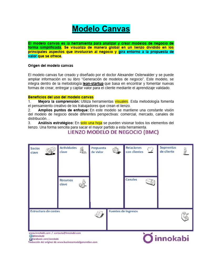 Guía del Modelo Canvas para Negocios | PDF | Negocios económicos ...