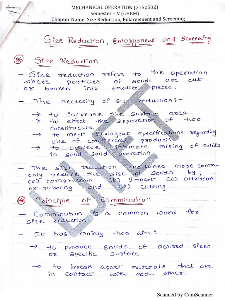 Size Reduction (Part-1) | PDF