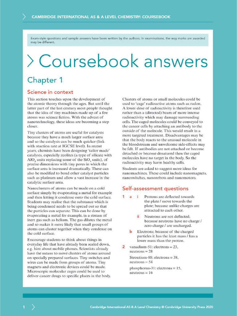 Coursebook Answers As A Level PDF