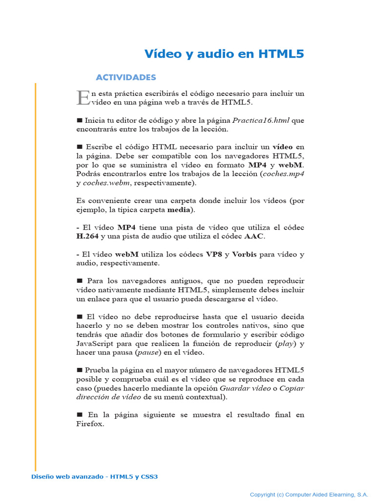 Práctica Vídeo y Audio en HTML5 | PDF | Negocios