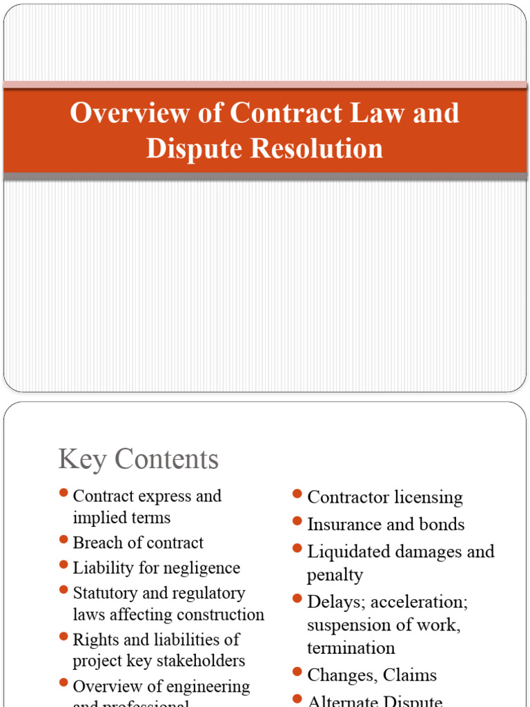 Overview of Contract Law and Dispute Resolution | PDF | Breach Of ...