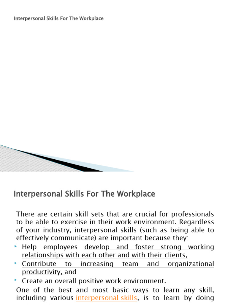 Workplace Interpersonal Skills Guide | PDF | Nonverbal Communication ...