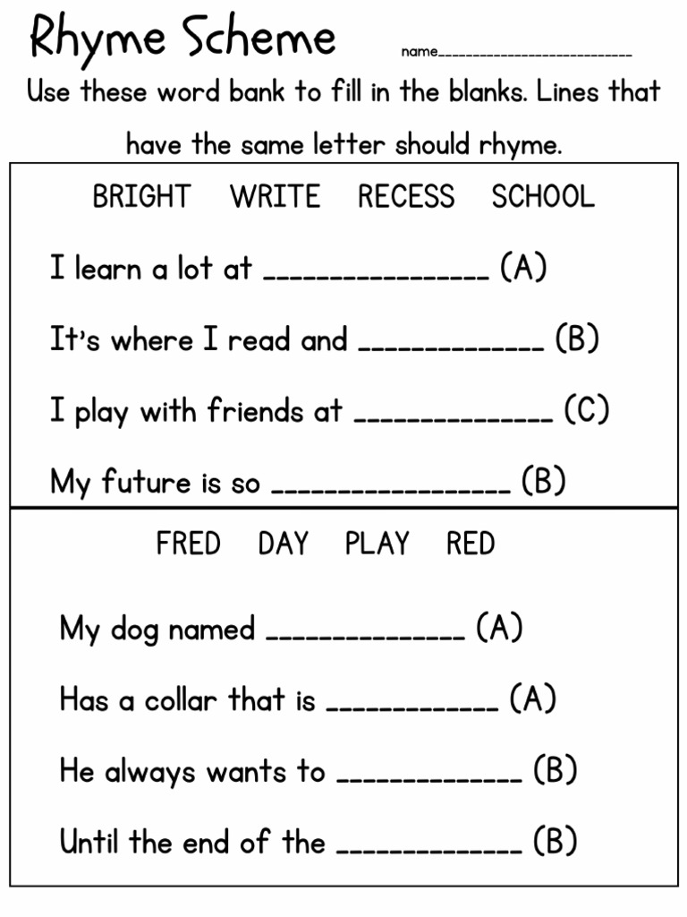 Rhyme Scheme Differentiated | PDF