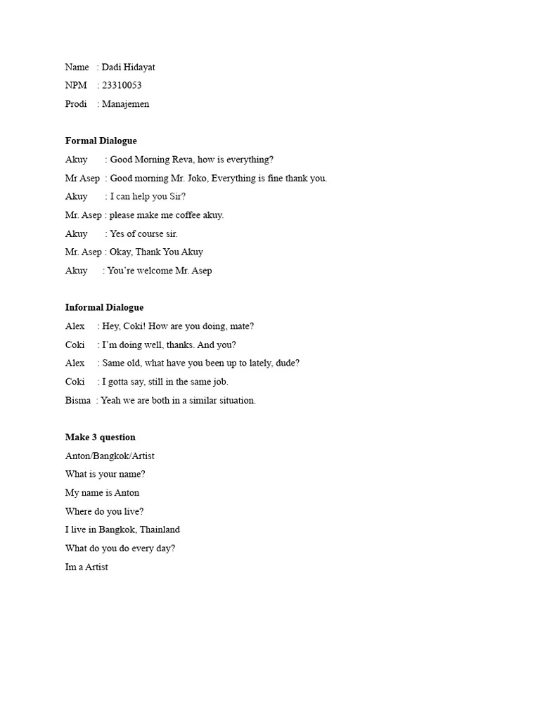 Formal and Informal Dialogues | PDF