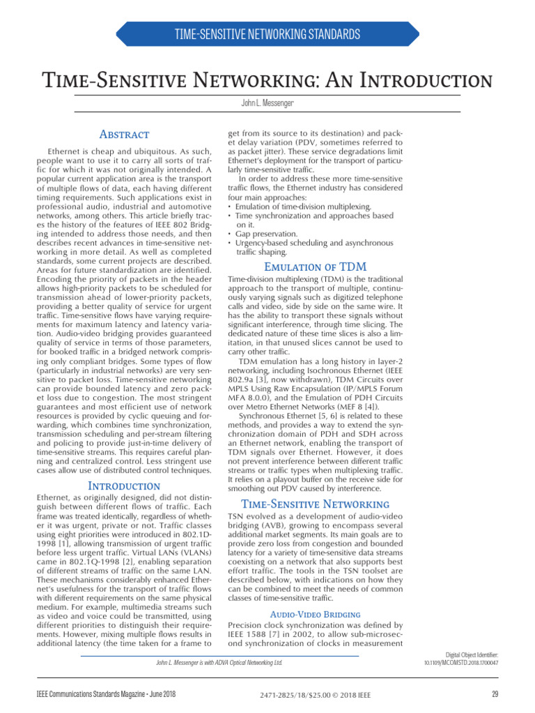 Time-Sensitive Networking Overview | PDF | Computer Network | Electronics
