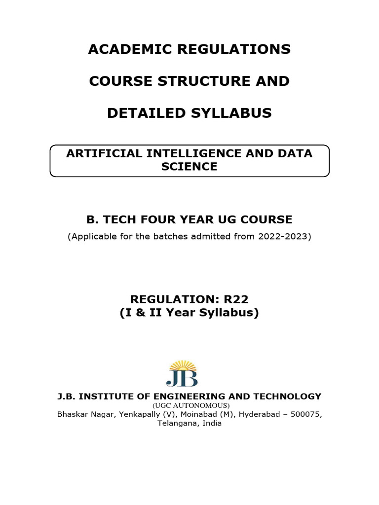 AI and Data Science Syllabus R22 | PDF | Art | Computers