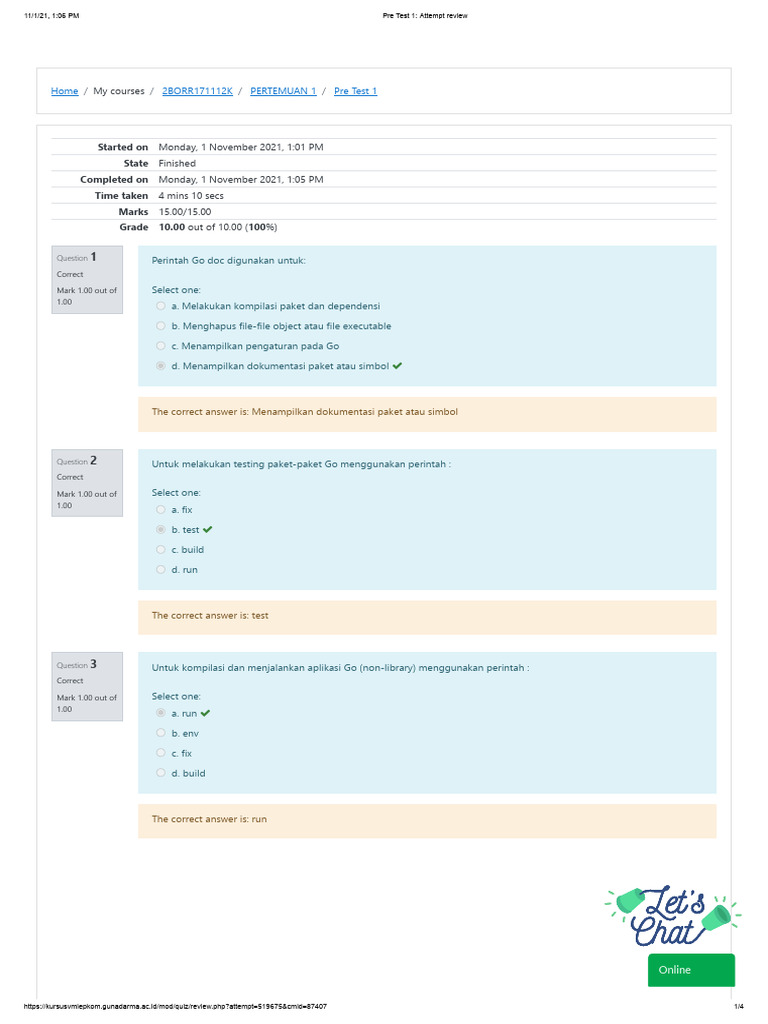 Pre Test 1 - Pert1 | PDF