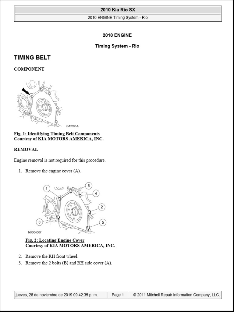 Kia Rio 2010 PDF Belt (Mechanical) Internal Combustion Engine