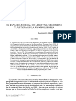 El Espacio Judicial de Libertad, Seguridad Y Justicia en La Unión Europea