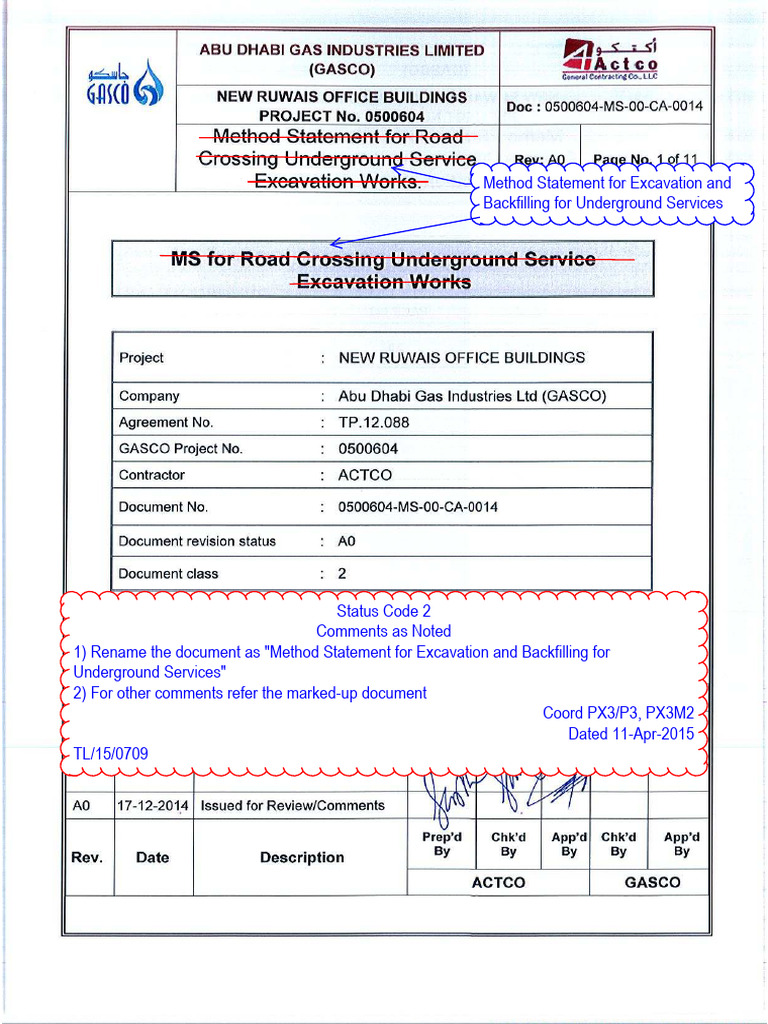 Excavation & Backfilling Method Statement | PDF | Personal Protective ...