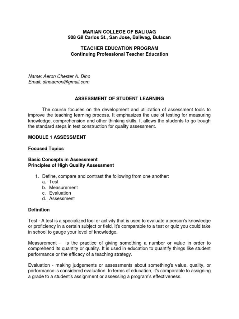 ASL Module 1 Assessment WITH ANSWERS | PDF | Educational Assessment ...