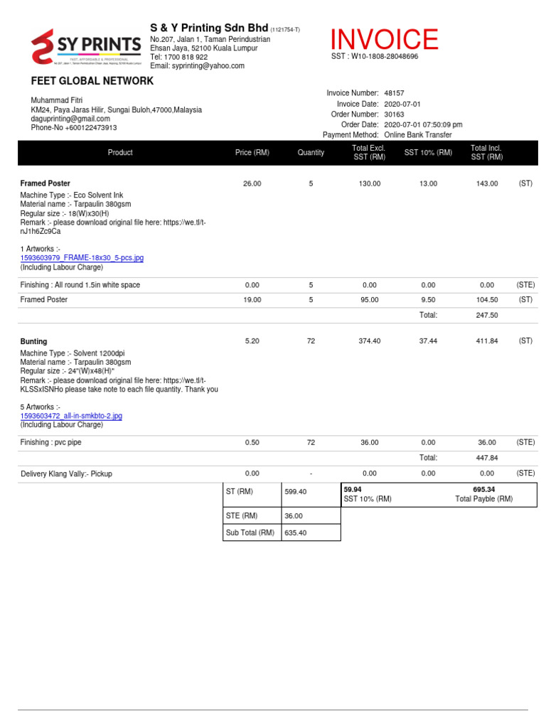 Invoice for Printing Services | PDF | Business