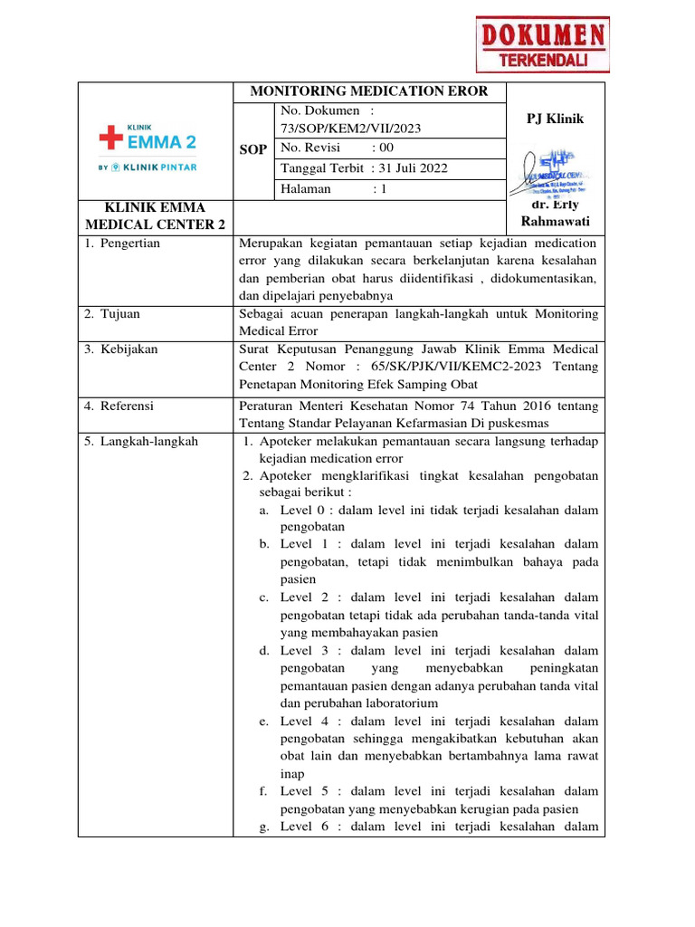 Sop monitoring medication error pdf