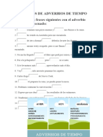 Ejercicios de Adverbios de Tiempo