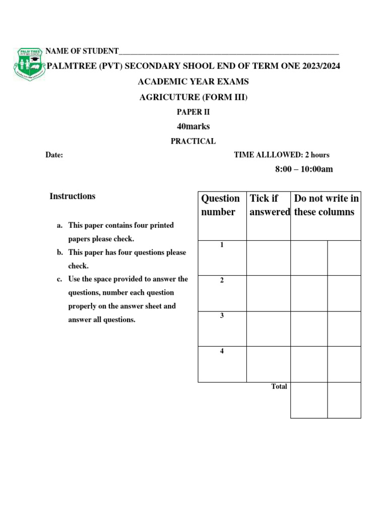 Form III Biology Practical Exam 2023 | PDF | Earth Sciences