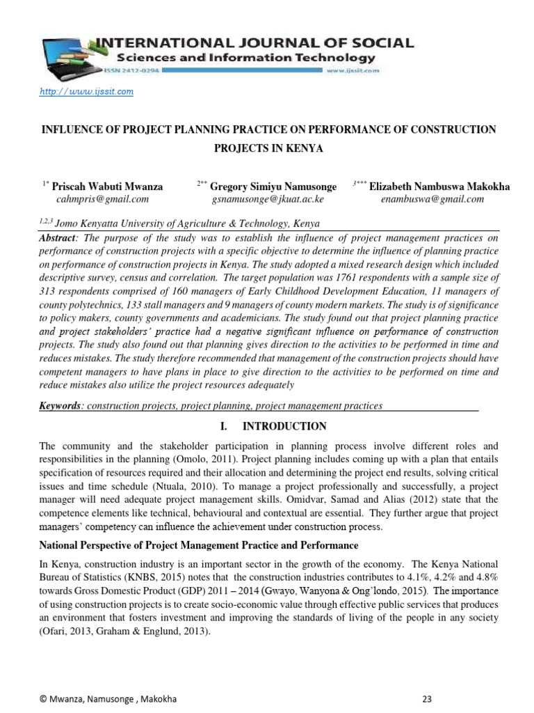 Project Planning's Impact on Kenya's Construction Performance | PDF ...