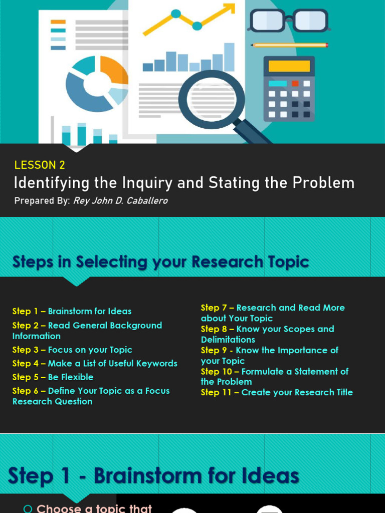 Lesson 2 identifying the inquiry and stating the problem pdf