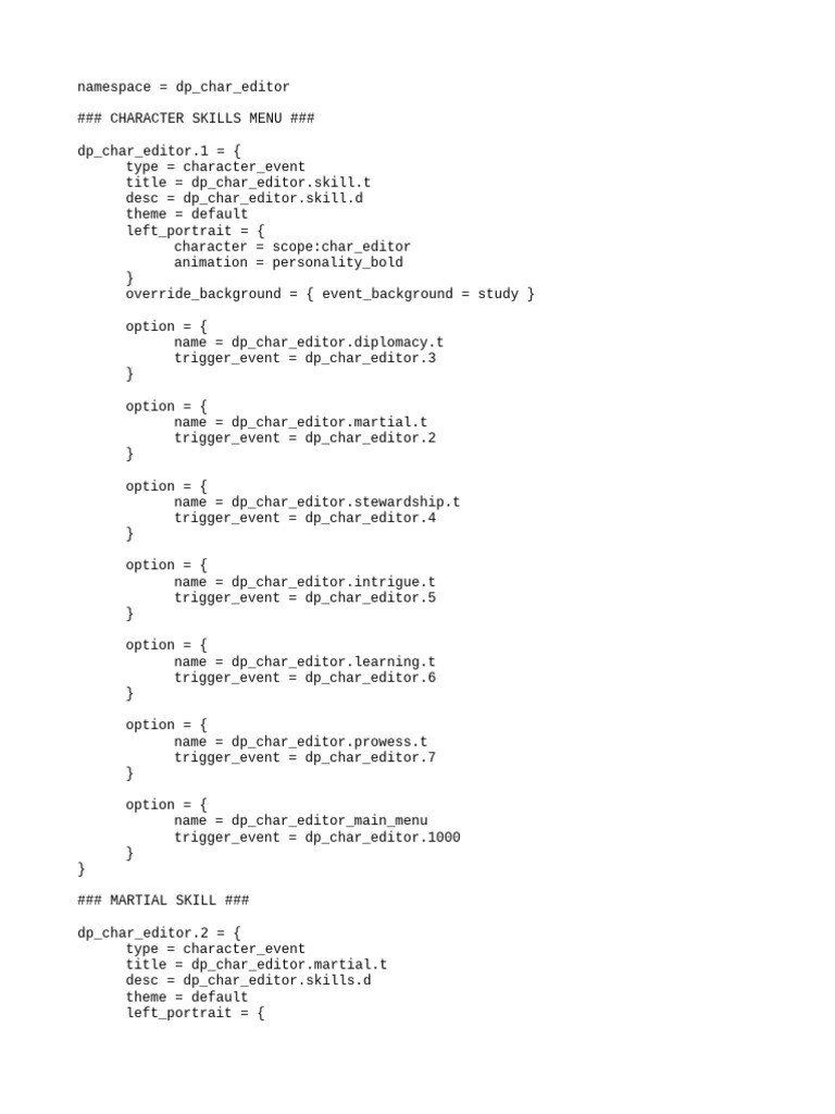 Character Skills and Traits Editor | PDF