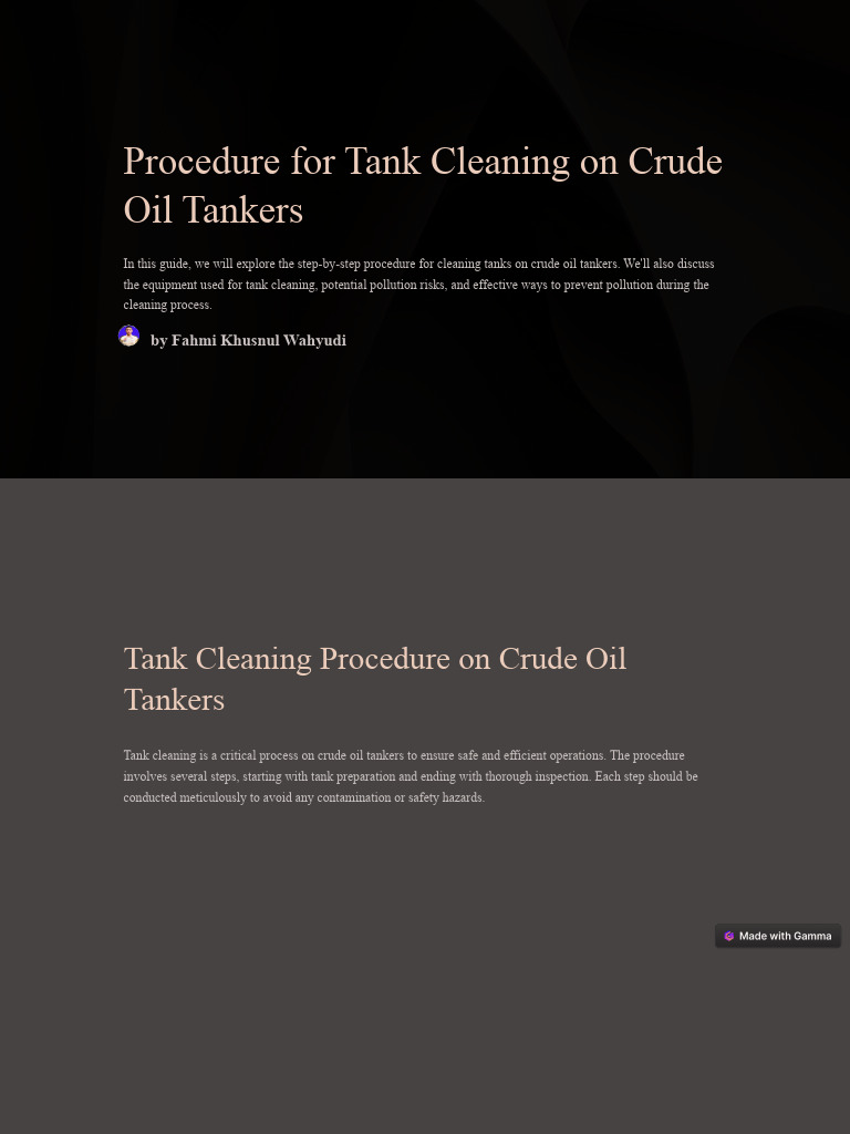 Procedure For Tank Cleaning On Crude Oil Tankers PDF Pollution