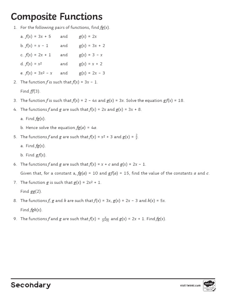 Lesson 8 Composite Functions Activity Sheet PDF