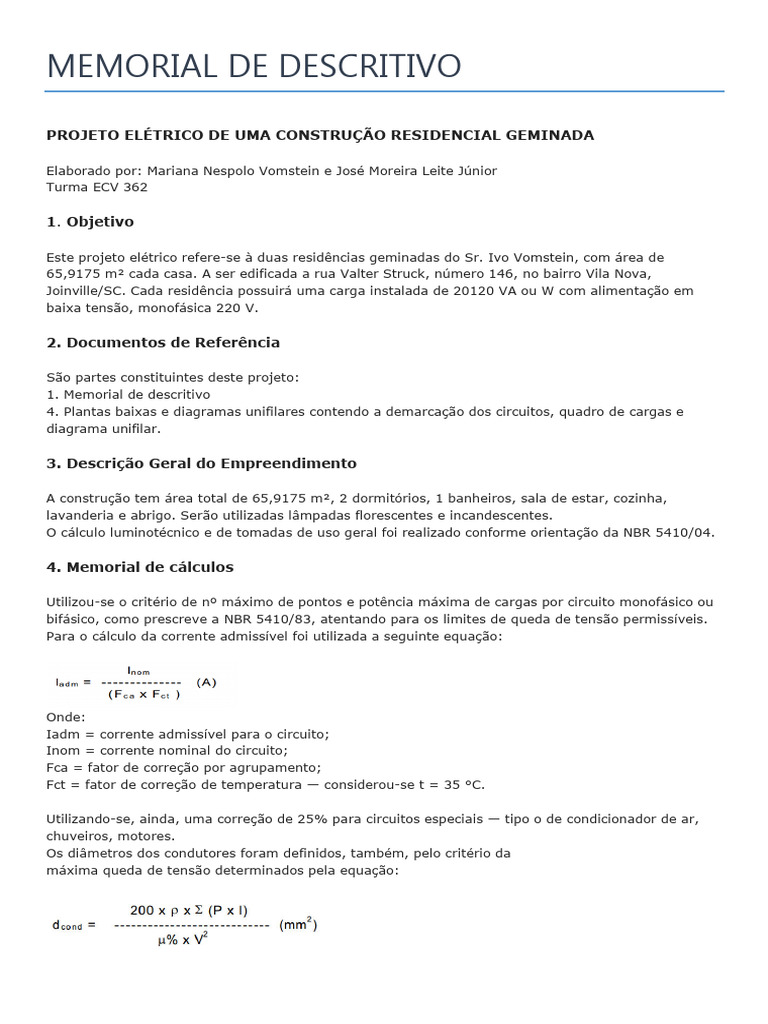 Memorial Descritivo Casa Geminada2 | PDF