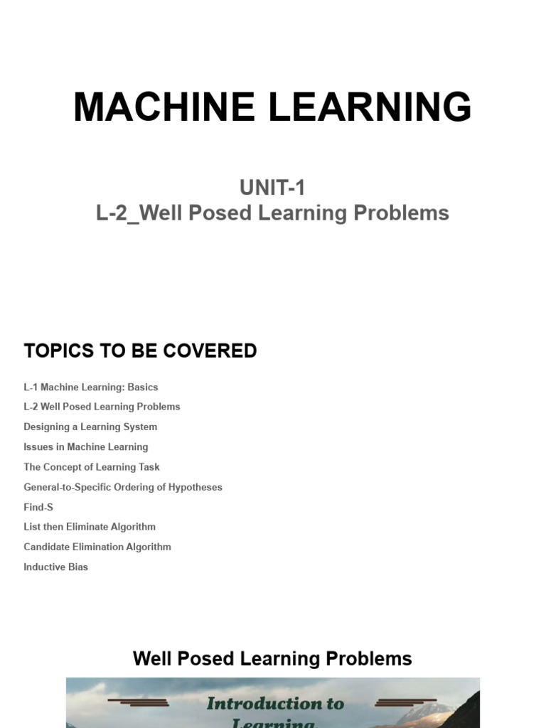 Well Posed Learning Problems - KS | PDF